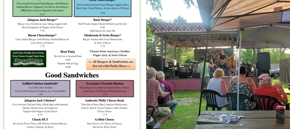 Good Times Bar & Grill Menu