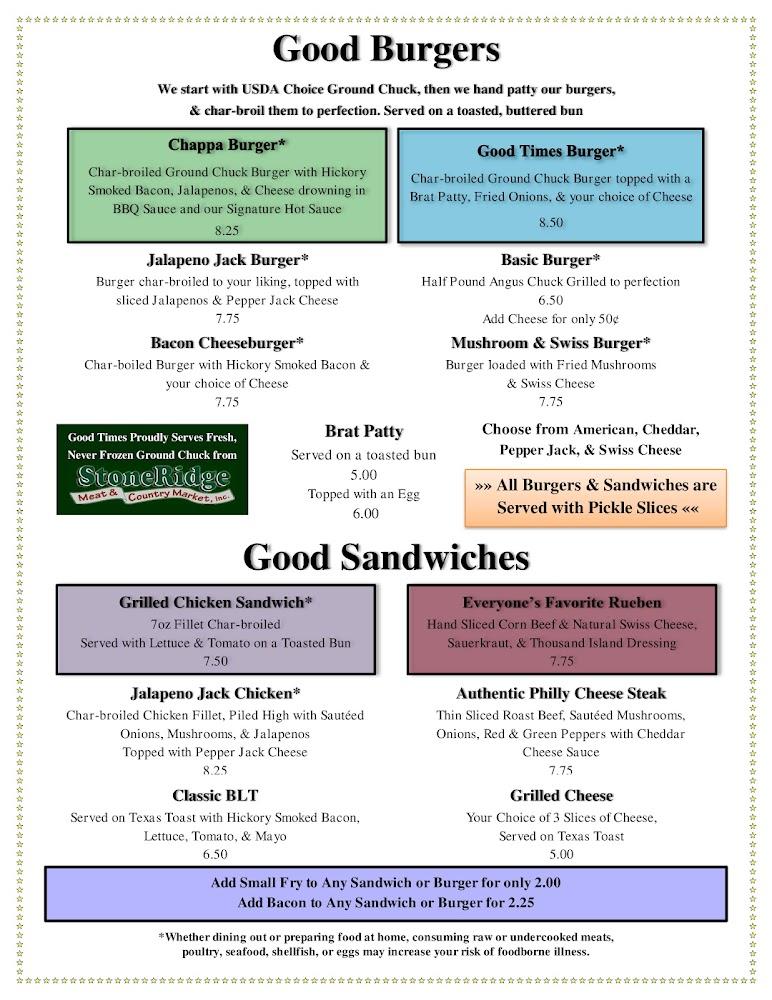 Good Times Bar & Grill Menu image 2